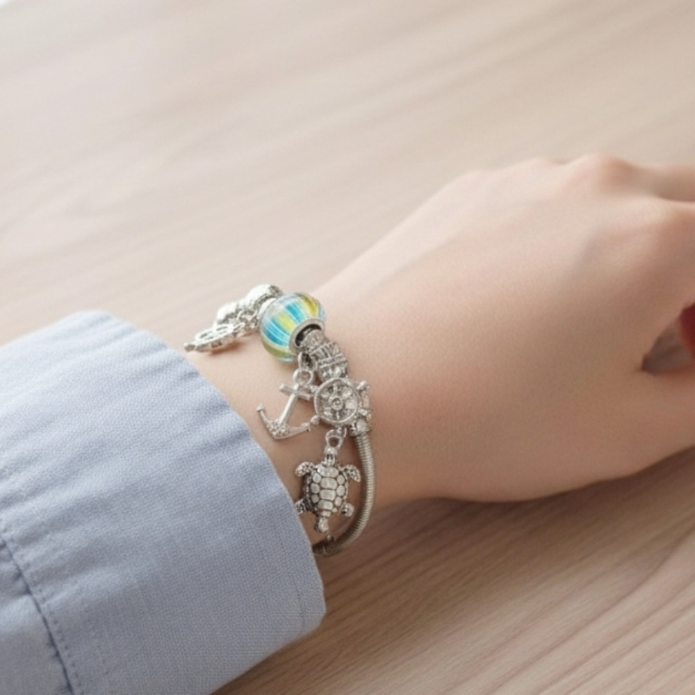 Silver Nautical Charm Bracelet